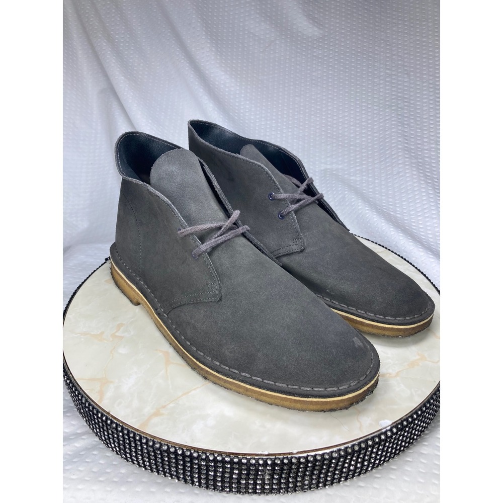 Clarks Charles F Stead Suede Desert Boots Mens 11 Grey Crepe Sole Chukka Booties
